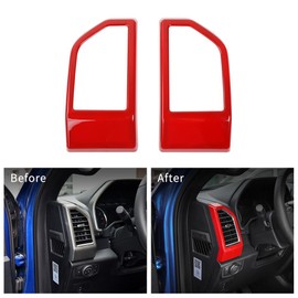 Voodonala Dashboard Side Air Vent Panel Cover Antiscratches Panel Cover for Ford F150 2015-2020(Red,2Pcs/Set)