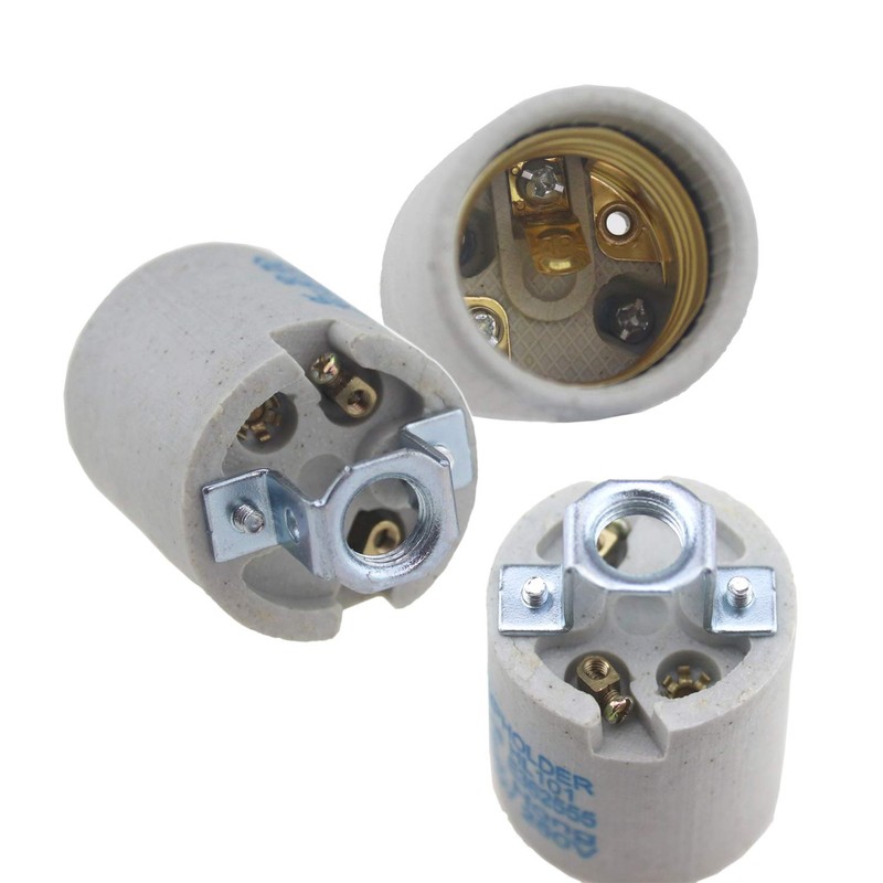 Rextin 5pcs Ceramic Standard Medimun Screw Base Socket E26 E27