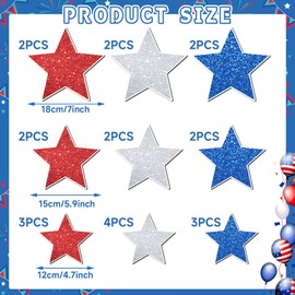 JULMELON 22pcs 4th of July Patriotic Decorations Red White and Blue Star Magnets Car Magnetic Stickers for Independence Day Party Cruise Garage Door Refrigerator Mailbox Decorations Accessories