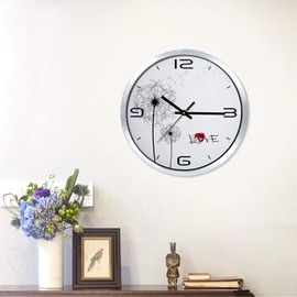 VECELO 12 inch Silver Wall Clock Silent Non-Ticking, for Living Room, Kitchen, Bedroom