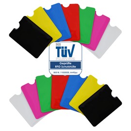 AntiSpyShop 14 x RFID Protective Covers, TÜV Approved, NFC Blocker - Credit Card, Bank EC Card Data Protection (14 Mix)