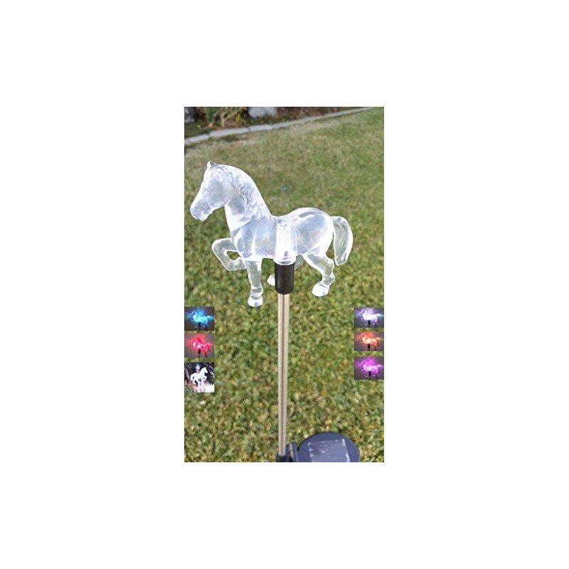 JAYXC HOME Set of 2 Clear Acrylic Horse Solar Garden