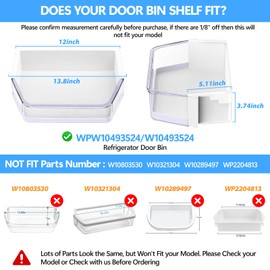 UPGRADED WPW10493524 Refrigerator Door Shelf Bin Compatible With Whirlpool Refrigerator Door Shelf W10493524 Door Bin Whirlpool Fridge Door Shelf Replacement WRF736SDAM14 WRF736SDAM13 Door Shelf Bin