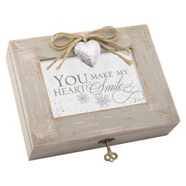 You Make My Heart Smile Natural Taupe Jewelry Music Box Plays You Light Up My Life