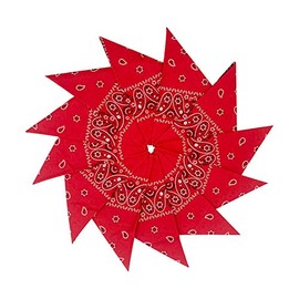 Junvena Cotton Bandanas 12 packs 22"X 22" Double Sides Printed Unisex Kerchief (Red)