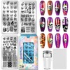 PH PandaHall 3 Pieces Nail Stamping Plate with Flower Skull