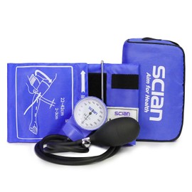 Scian Scian Aneroid Sphygmomanometer - Manual Blood Pressure Cuff with D-Ring Universal Cuff 10-16", Carrying Bag for Nurse Doctor Senior Adult (Blue)
