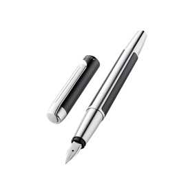 Pelikan Pura 817134 Fountain Pen, Anthracite, M Nib, 1 Piece Including Large Capacity Cartridge Pelikan Edelstein Ink® Sapphire