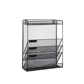 Office desk document storage partition hanger 3-tier organization metal shelf black