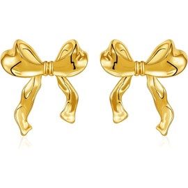 Bow Earrings, Bow Earrings, Ribbon Earrings, Bow Ribbon Stud Earrings, for Women and Girls, Jewellery Gift, 1