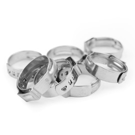 JIMDOAYO 50 Pcs Single Ear Hose Clamp 17.8mm-21mm, Stainless Steel Hose Crimp Clamps Ear Crimp Rings for Securing Pipe Hoses and Automotive