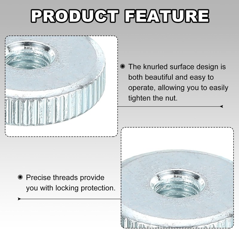 QUARKZMAN Knurled Thumb Nuts, M3 Female Thread Thin Galvanized Carbon