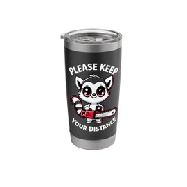 Opossum and Chainsaw Kawaii Keep Your Distance Stainless Steel Insulated Tumbler