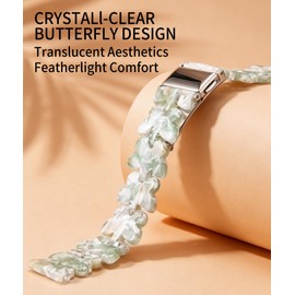 BINLUN Resin Watch Band Butterfly Design 12mm 14mm 16mm 17mm 18mm 20mm 22mm Quick Release Lightweight Replacement Band Dressy Watch Bracelet for Smartwatch
