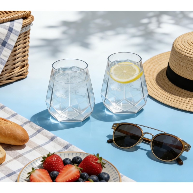 ROIMEE VONT 12oz Plastic Wine Glasses,40 Pack Stemless Clear Plastic