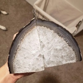 AMOYSTONE Agate Book ends Shelves Decorative Geode Bookend Large Crystal Book...