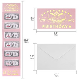 TOCCOOL Pink Foldable Money Envelope - Birthday Money Envelope for Cash Gifts, Reusable, Portable Design, for Holidays & Celebrations