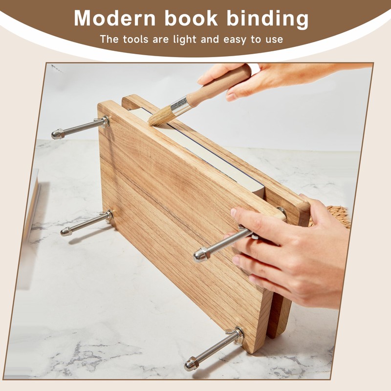 FUXAFU 50 Pcs Book Binding Kits, 13"x7.9" Inch Wooden Book