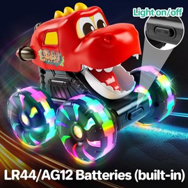 Dinosaur Car Toys for Toddlers Kids, Monster Truck Toys with Light-up LED Wheel, Press & Go Toy Cars & Trucks for 2 3 4 Year Old Boy Birthday Gifts
