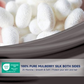 THXSILK 100% Mulberry Silk Pillowcase for Hair and Skin, Both Sides 25 Momme Pure Natural Silk Pillowcase, Gift Box, Soft Breathable Zipper Pillow Case Queen Size 20"x30", Dark Grey