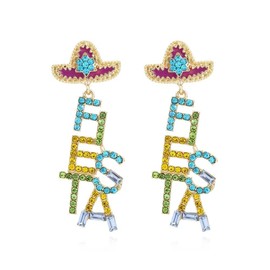 Mexican Earrings Long Color Alphabet Earrings Cinco De Mayo Earrings Drop Oil Statement Earrings Women's Jewelry