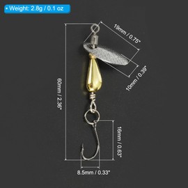 PATIKIL Fishing Spinners 1/10 oz, 5 Pack Single Hook Trout Lures Teardrop Fishing Lures Inline Spinner with Tackle Boxes for Freshwater Saltwater Fishing, Gold Tone