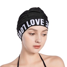 Badekappe für Frauen aus Polyestergewebe, Badekappe, groß für langes Haar, elastischer Schwimmhut, Turban für Wohnzimmer, Sauna, Strand, Pool
