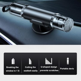 Car Window Breaker, Emergency Escape Tool and Seatbelt Cutter 2-in-1, Car Glass Breaker Car Emergency Rescue Tool for Automotive 2Pack Black with Holder Life-Saving Emergency Artifact