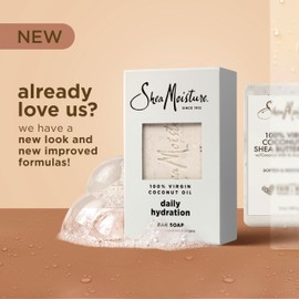 SheaMoisture Bar Soap Virgin Coconut Oil 4 count Nourish and Replenish Skin Daily Hydrating bar soap with 24h shea moisture nutrients for Healthy, Glowing Skin 8 oz