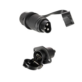 BEIJISTAR 2 x 3 pol Stecker und Steckdose, 3 Poliger Stecker Steckdose 12V Traktor, Nach DIN 9680, Flachsteckanschluss für 12V Systeme, Stecker 3 Polig für Anhänger Landmaschine (2-Loch Montagepunkt)