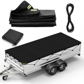 Trailer Tarpaulin, Flat Tarpaulin, 214 x 122 x 13 cm, Tarpaulin for Trailers, Trailer Tarpaulin with 8 m Tarpaulin Rope, 420D Oxford Material, Dustproof, Waterproof, Windproof for Many Cars, 750 kg