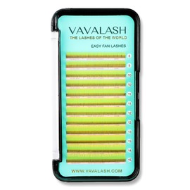 VAVALASH Colored Easy Fan Eyelash Extensions 0.07 C Curl 8-15mm Mixed Tray Yellow Self Fanning Lashes 2D-10D Colorful Volume lash extensions（Yellow,0.07-C-8-15 Mix）