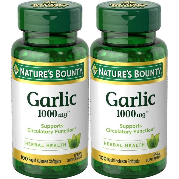 Nature's Bounty Garlic Extract 1000 mg Softgels 100 ea (Pack of 2)
