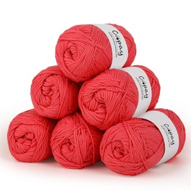 Coopay Soft Wool for Crochet and Knitting, Crochet Yarn 6 x 50 g (300 g), Wool, Perfect for Socks, Baby Clothes, Blankets, Scarves - Red