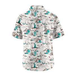 ORIONRIDE Cycling Shirts-Original Cactus Design,Zipper Pockets,Short Sleeves,Button Down Gravel Shirts for Biking