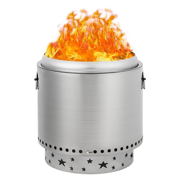 Hipicute Smokeless Fire Pit, 16.5" Stainless Steel Fire Pit with
