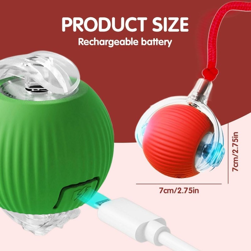 JinRui-T 2 PCS Active Rolling Ball with Tail for Dogs,Chewie