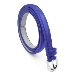 Belle Donne Thin Belts For Women, Silver Buckle for Dress and Jeans Trendy Skinny Belt Womens, Fashion Cinturones Para Mujer, Royal Blue Medium