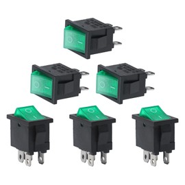 APIELE Switch Rocker Switch Pack of 6 Four-footed Ship Shape Rocker Switch Electronic Switch Microswitch ON-Off Function KCD1-4-201 Green 250V 6A