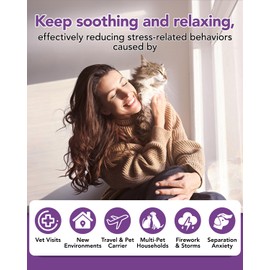 Cat Calming Collar -4 Pack Soother Cats Calming Collars Anxiety Relief Stress Drug-Free & Lavender-Free -Adjustable for Small, Medium Large Cat -Natural Ingredients Pheromones Rapid Effect Purple