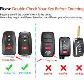 for Toyota Key Fob Cover with Keychain, Genuine Leather Car Key Case Protector Compatible with RAV4 Camry C-HR Prius Highlander Corolla Avalon Mirai 4Runner 86 Smart Remote Key Shell, 4 Button(Brown)