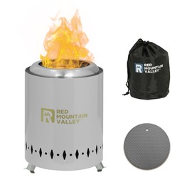 Red Mountain Valley Smokeless Tabletop Fire Pit with Mat, Portable Mini Low Smoke Camping Stove, with Travel Bag and Fireproof Mat, Stainless Steel Grey, for Outdoor Enthusiasts