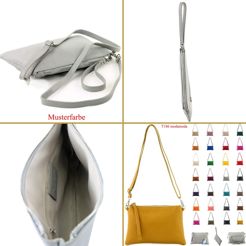 modamoda de T186 Italian Leather Clutch / Shoulder Bag, Medium