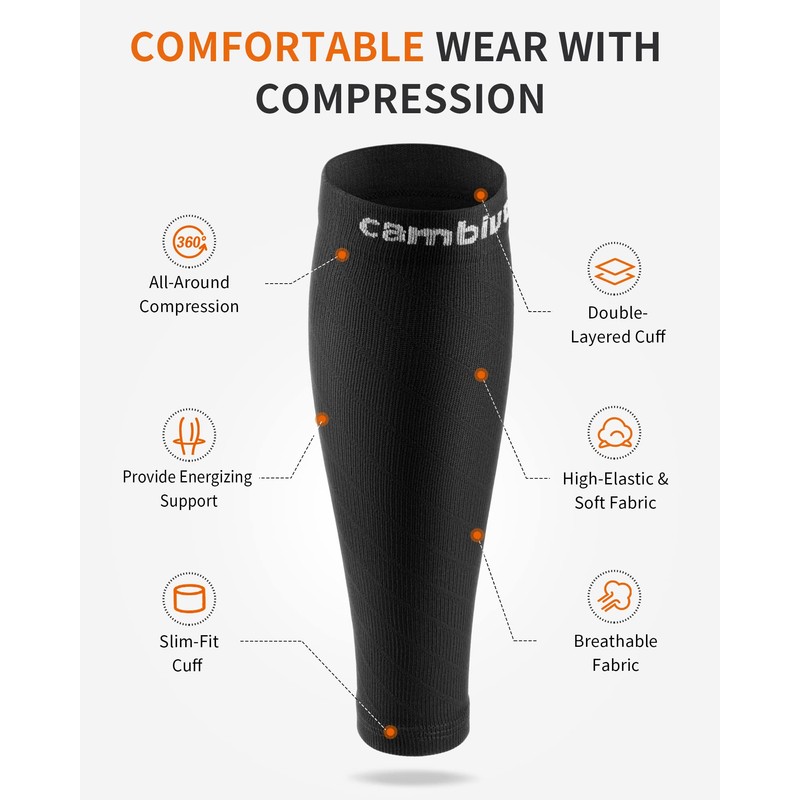 CAMBIVO 2 Pairs Calf Compression Sleeves for Men and Women