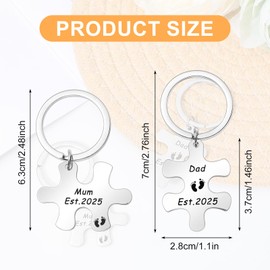 PEOVLVN New Parents Keyrings Mum and Dad to Be Gifts Pregnancy Announcement Gifts Mummy and Daddy to Be Keyring Set for First Time Parents Gender Reveal Party