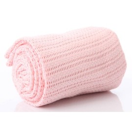 Baby 100% Pure Cotton Cellular Blanket for Pram Cot Bed Moses Basket Crib 70 x 90 cm 3 Colours : Pink , White Or Blue (Pink)