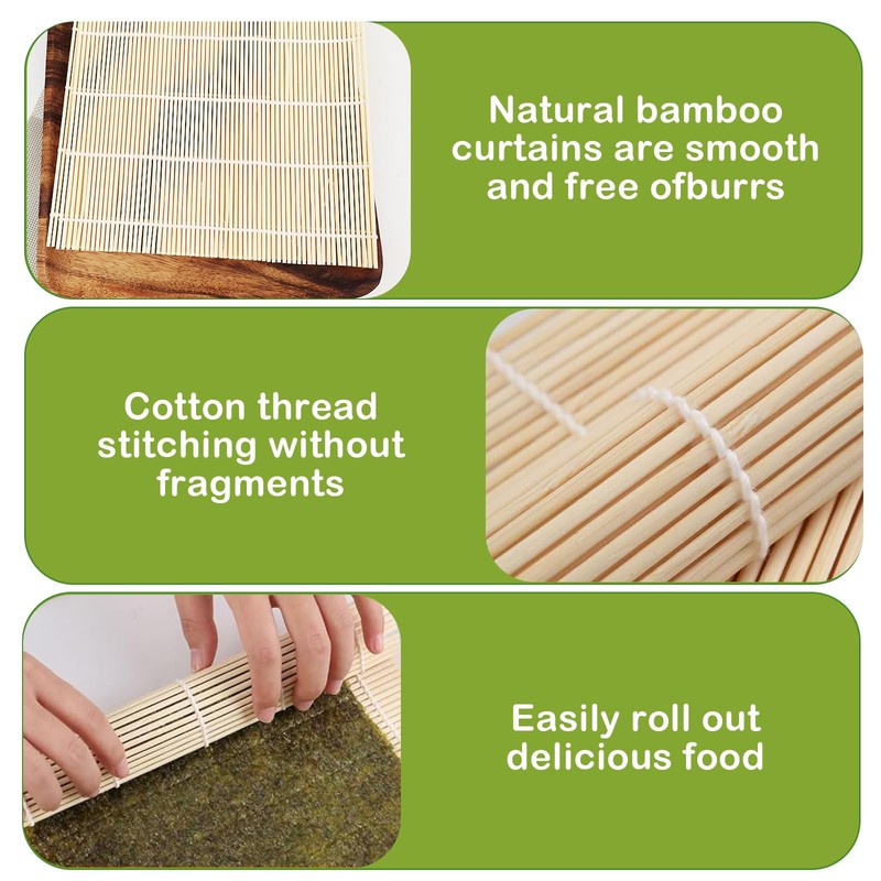 SXTDKMJ 4 PCS Sushi Making Kit, Sushi Rolling Mat Bamboo