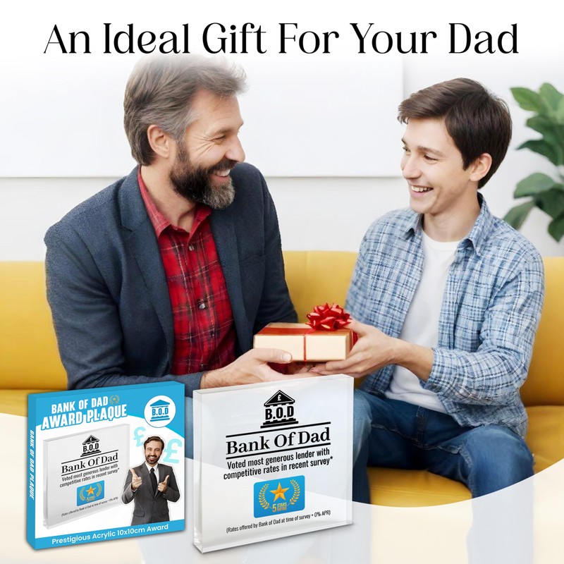 Fun Gift For Dad Present Bank of Dad Award Plaque
