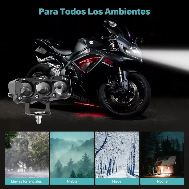 2pzs Faros Auxiliares 3 Modos Doble Color Led Para Auto