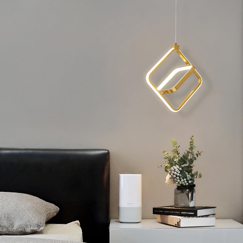 BNHHLZ Modern LED Chandelier Gold Rectangular Pendant Light Fixtures 4000K